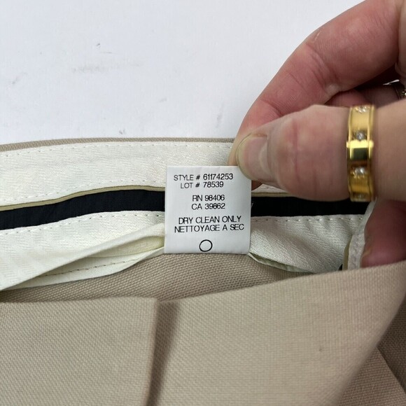 Theory Flared Leg Khaki Trousers Pants Womens Size 10 Tan Stretch - Picture 11 of 12